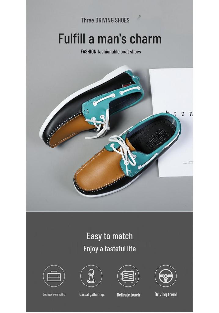 Men's Cross-border Summer Slip-on Bean Shoes - Lightweight, Casual, Trendy Boat Shoes for Driving