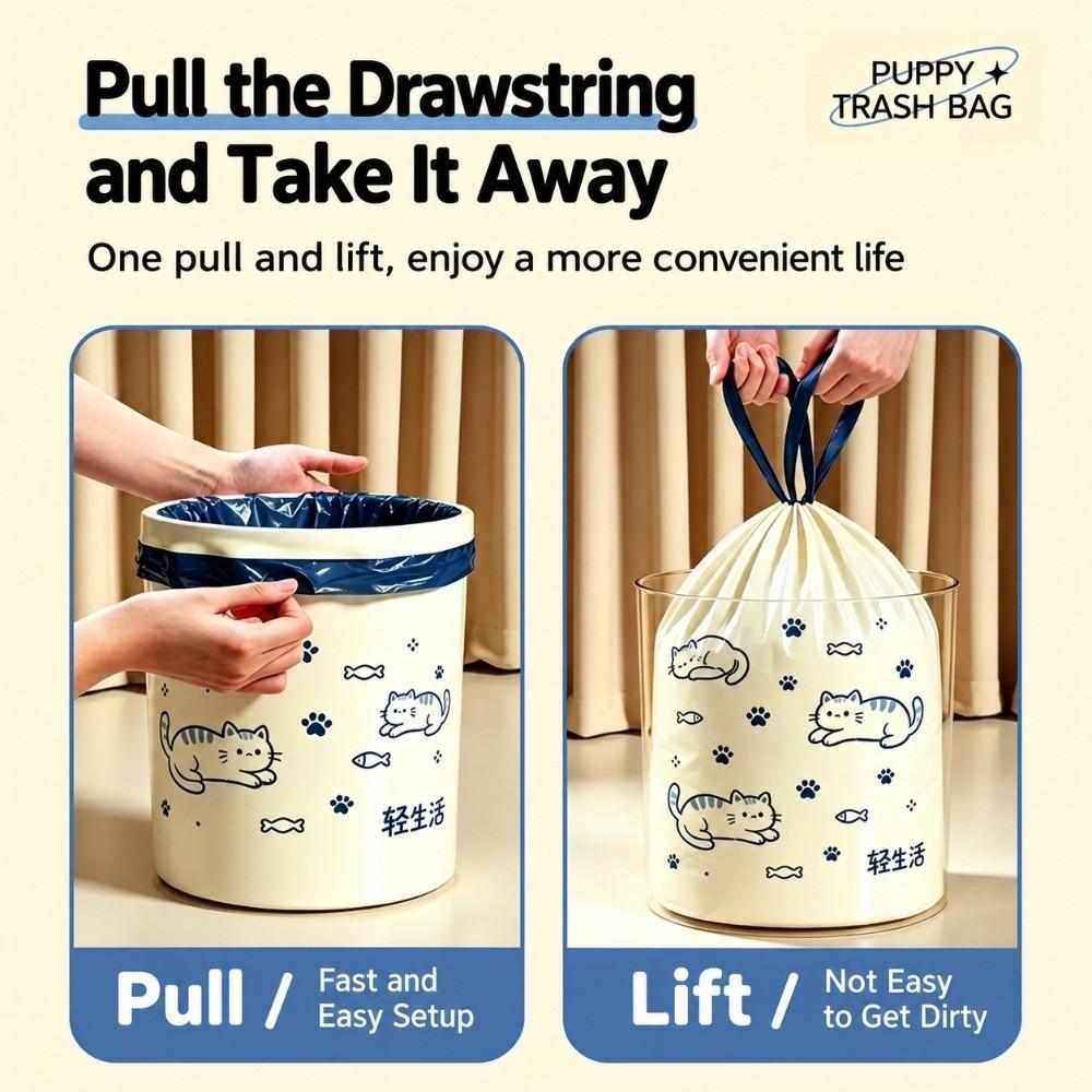 50Pcs/Roll Cartoon Printed Disposable Garbage Bags Tear-Free Plastic Cleaning Bags Kitchen