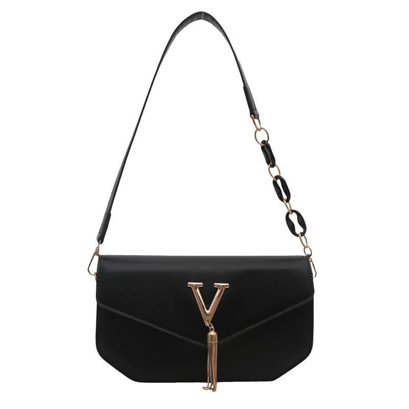 Elegant Urban Minimalist Small Square Handbag For Women With Trendy Tassels Black