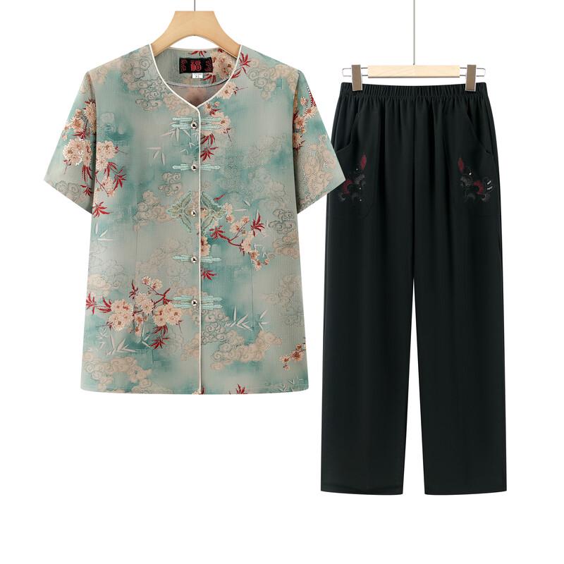 Women's New Chinese Style Summer Short Sleeve Two-Piece Set