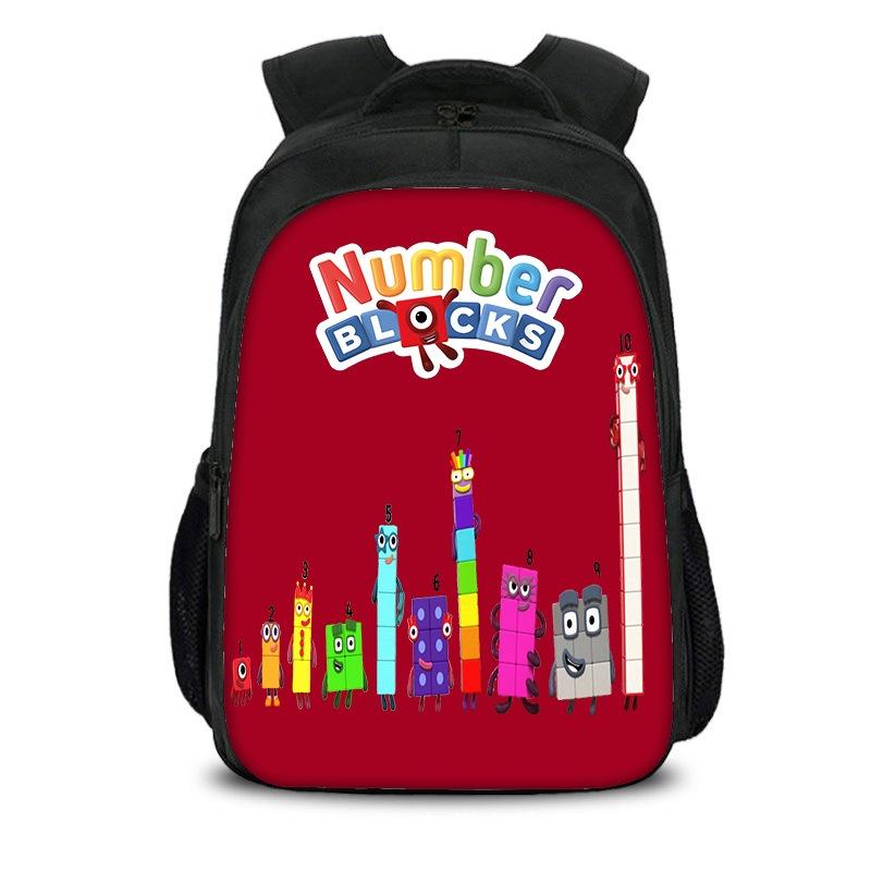 Plecak dla dzieci chłopców dziewcząt Numberblocks Torba szkolna Plecak podróżny Duża pojemność Wytrzymały materiał nylonowy Przestronna pojemność 20 l Wiele przegródek