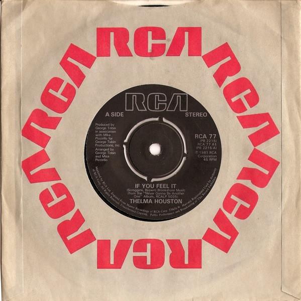 

7inch Record THELMA HOUSTON - If You Feel It RCA77 RCA 1981 UK Soul/Funk Used