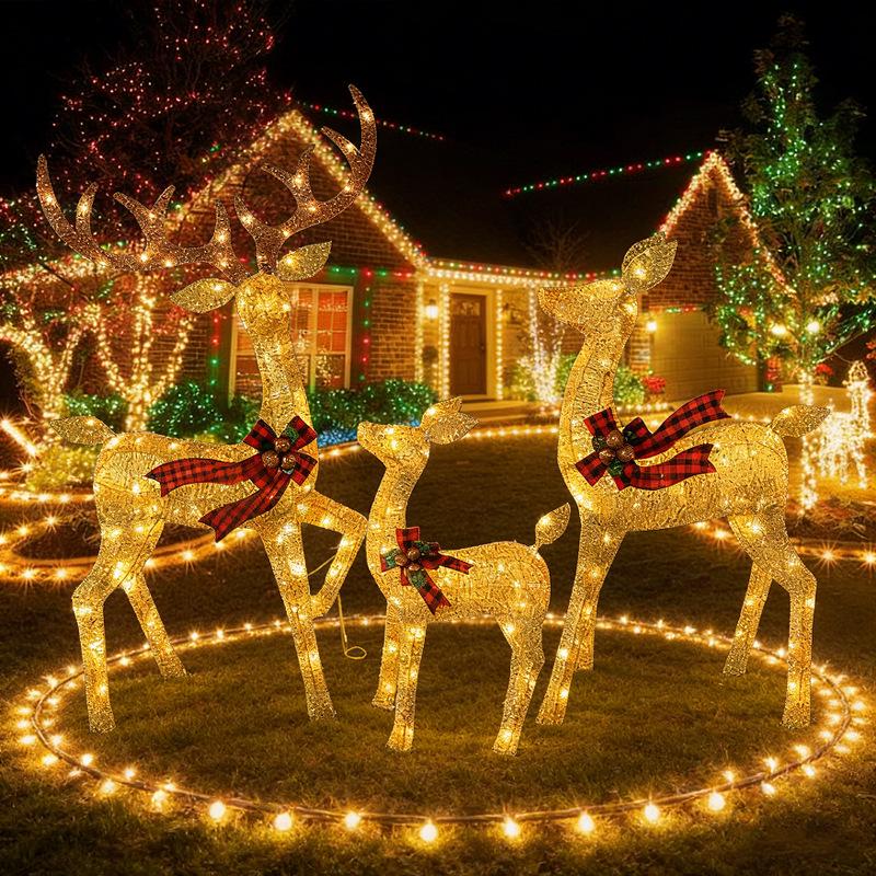Glowing Reindeer Ornament Set for Christmas Display - Free Shipping