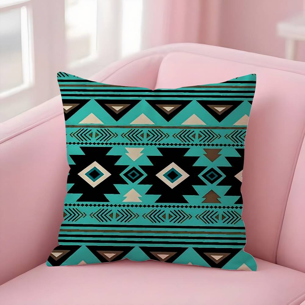 Fashion Bohemia Painting Pillow Case Plush Fabric Soft Double-Sided Printed Sofa Warm Winter Home Gift Cushion Cover