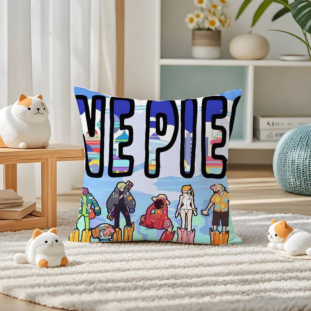 One Piece Wano Country Arc Anime Plush Pillow Cover Soft Short Plush Cushion Cover For Sofa Bedroom Home Decor Gift Decoration