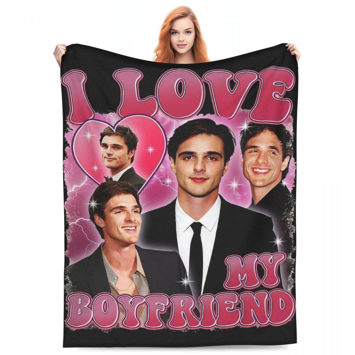 Jacob Elordi I Love My Boyfriend Super Warm Blanket Actor Travelling Throw Blanket Spring Flannel Bedspread Sofa Bed Cover 130x150cm