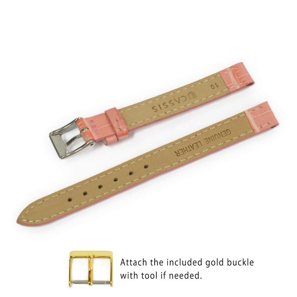 CASSIS Calf Crocodile Embossed Watch Strap DONNA Croco Calf 10mm Pastel Pink with Replacement Tool D0000312287010M