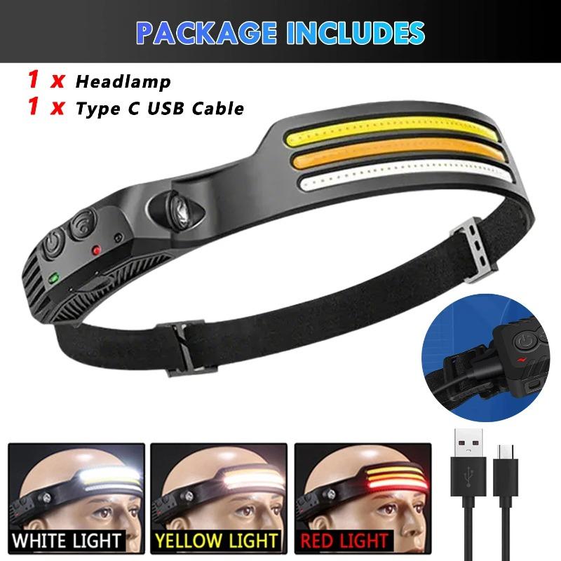 Nuovi occhiali multifunzione XTE con luce e ricarica Type-C, lampada frontale di avvertimento, compatta e portatile, lampada frontale sensibile al tocco