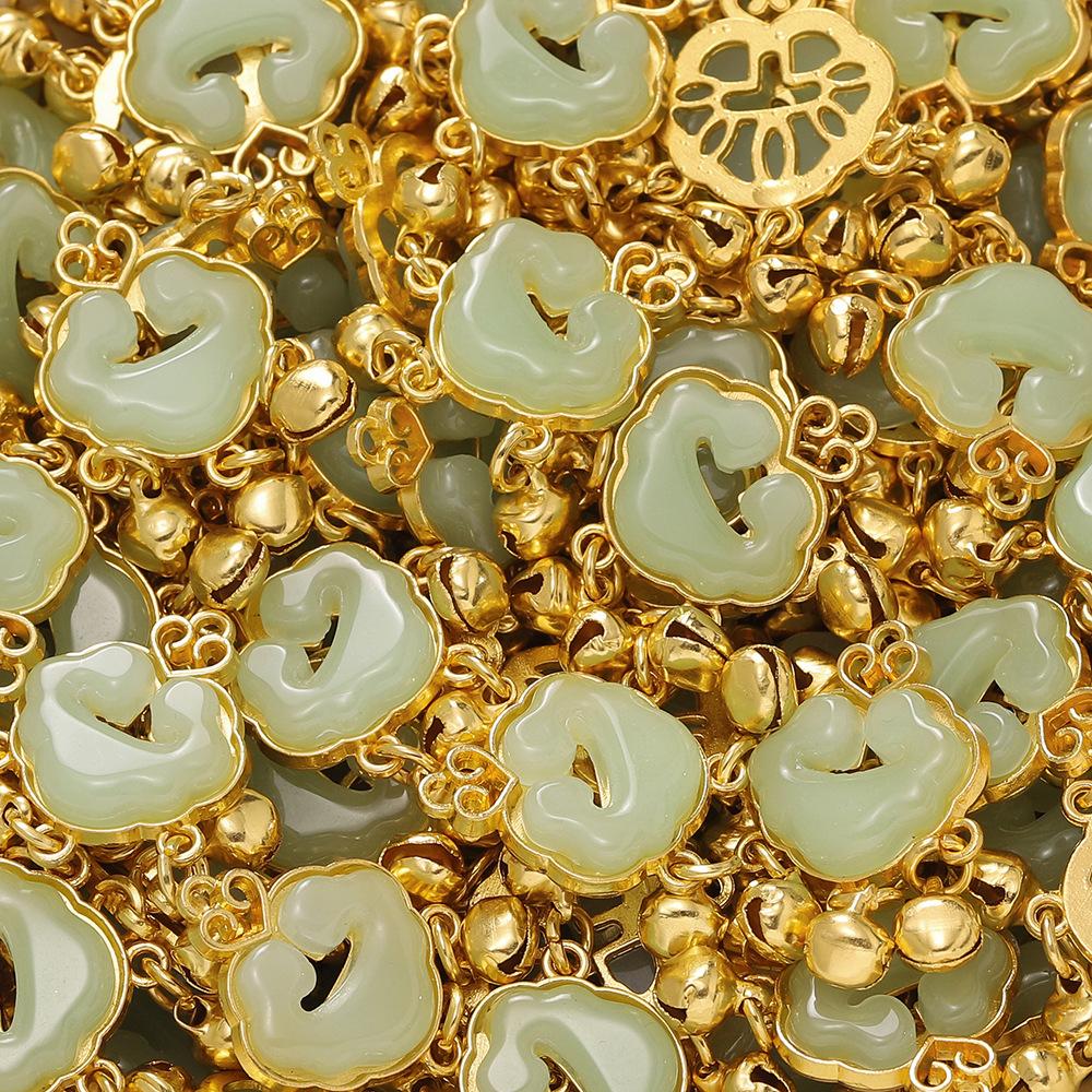 

2 шт. стеклянный сплав инкрустированный нефритовый кулон с пряжкой безопасности облачный замок кулон ручной работы браслет ожерелье антикварные аксессуары для одежды