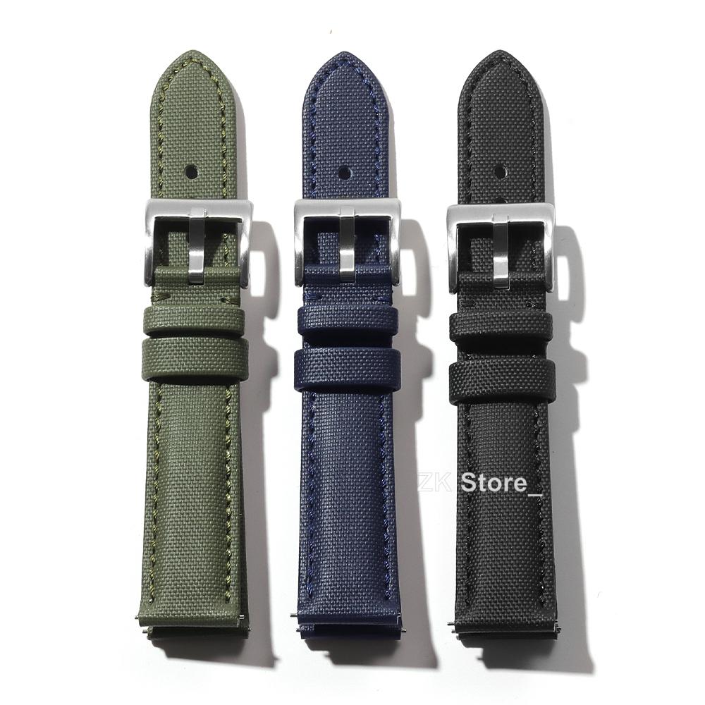 Ribbed Nylon Watch Band Quick Release Fabric Sailcloth Strap 20mm 20mm Leather Replacement Wristband Men Sport Waterproof Belt