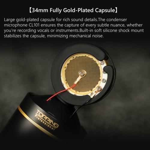 TOPPING Professional CL101 Studio Condenser Microphone, Gaming, XLR, Unidirectional, Shock Mount, Windscreen, Pop Filter, for Video Streaming, Home Re