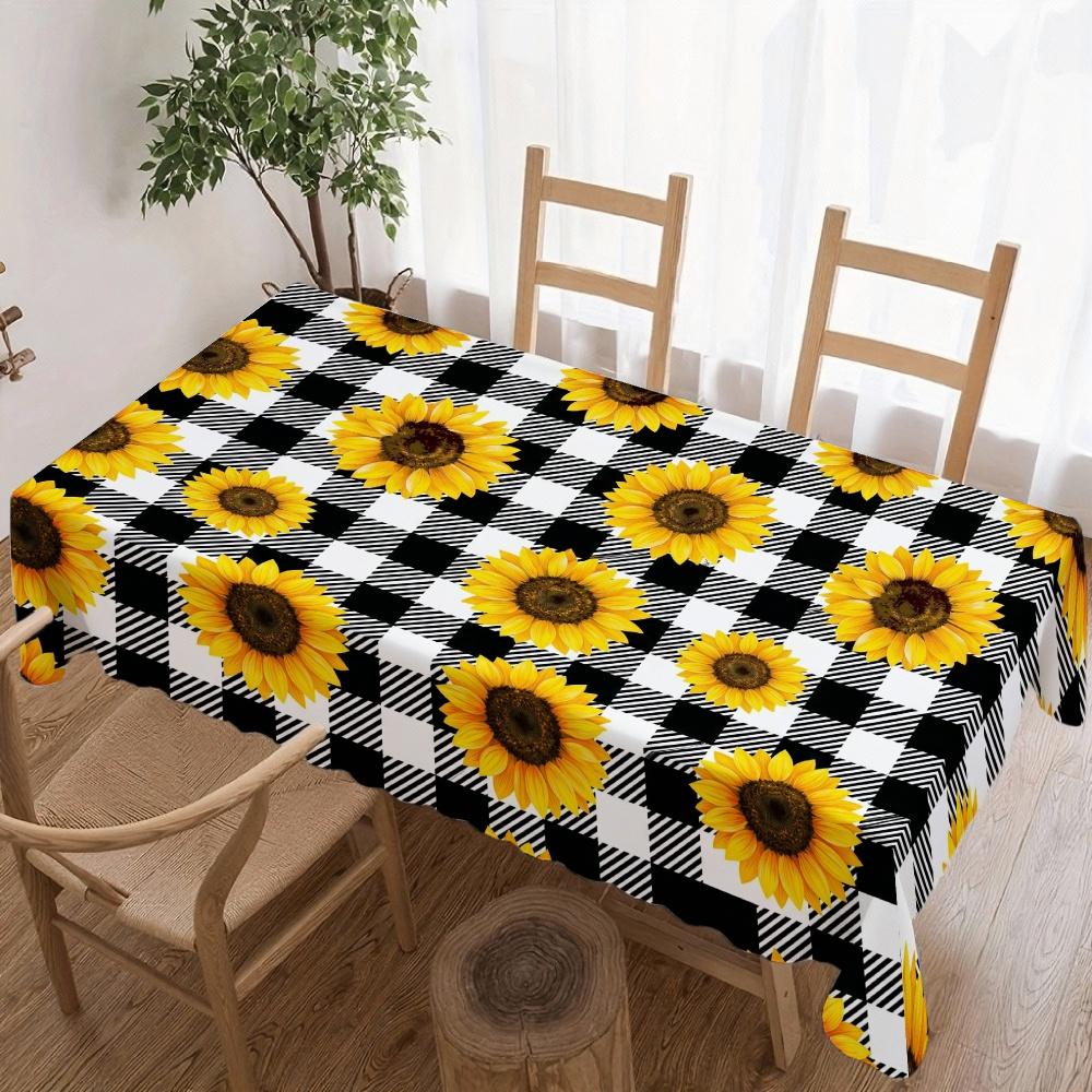 Zonnebloem Geruite Rechthoekige Tafelkleed voor Tafeldecoratie Keuken Eetkamer Waterdicht Herbruikbaar Tafelkleed voor Tafel Bruiloft Feest 100x160cm