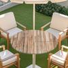 Copritavolo Rotondo da Esterno con Effetto Legno Impermeabile Orlo Elastico Per Patio Giardino Sala da Pranzo