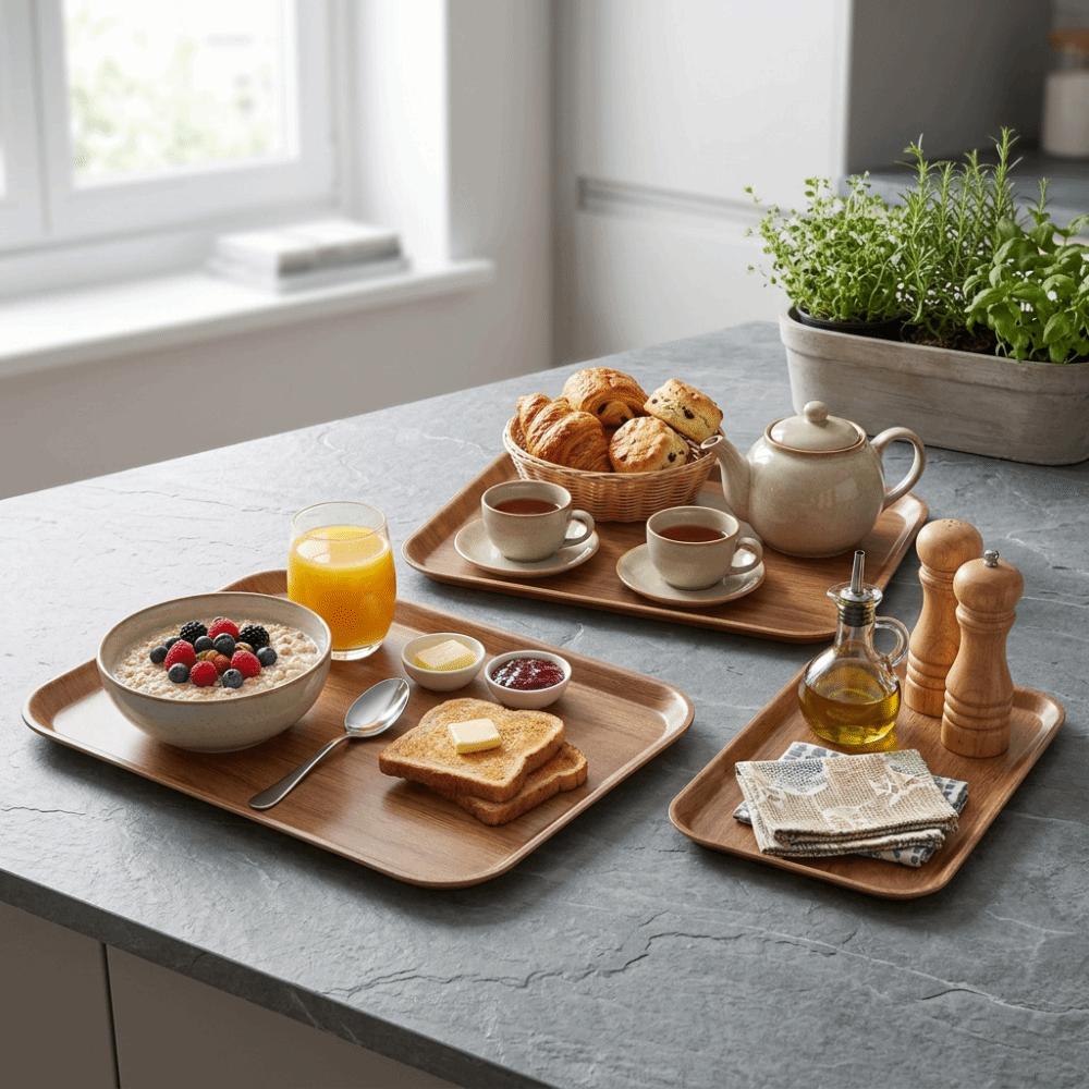 3Pcs Raised Edge Serving Tray Rectangle Display Tray Exquisite Storage Platter Parties