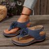 Mode Damen Sandalen Keilabsatz Dicke Sohle Orthopädische Schuhe Damen 2025 Floral Sommer Flip Flops Modische Zehenfreie Freizeit Sandalen Damen