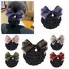 Pearl Pendant Mesh Bow Bun Net Spring Clip Bowknot Hairgrips Net Cover Bowknot Bun Snood  Dance
