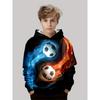 Autumn Winter 3D Football Printed Hoodies Fashionable Casual Warm Sports Long Sleeved Children's Boy Hooded Sweatshirts
