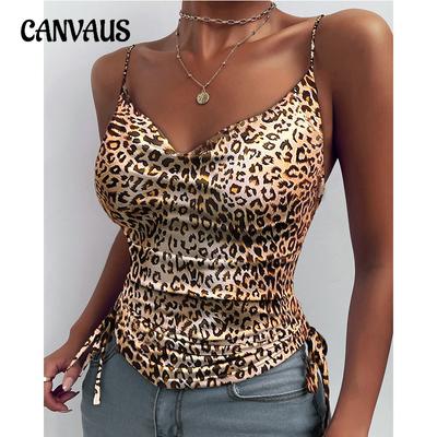 Summer Women's Inner Camisole Solid Color Deep V Neck Vest Tight Drawstring Casual Tank Top