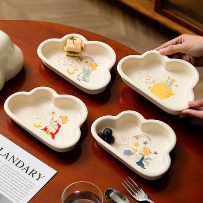 Cloud Plate Household 2024 Cute Cartoon Little Prince Children'S Breakfast Ceramic Rice Bowl Fruit Salad Plate