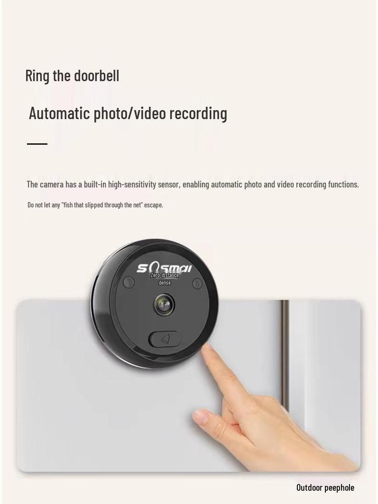 Wireless Smart Peephole Visual Doorbell Camera for Home Monitoring