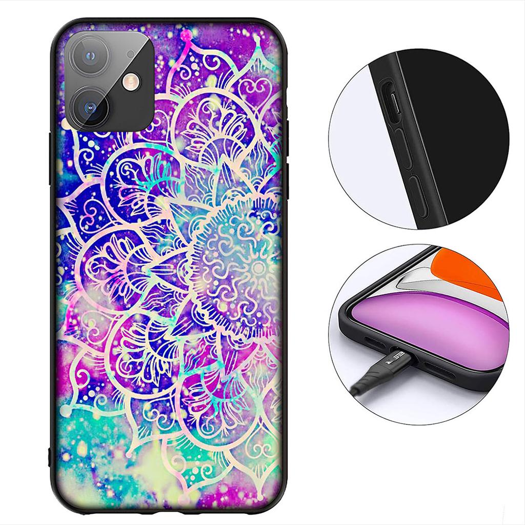 Mandala Texture Rose Flower Phone Case for Apple iPhone 16 17 Air 14 15 Pro Max Plus 16+ 16E 14+ ProMax Protective Cover