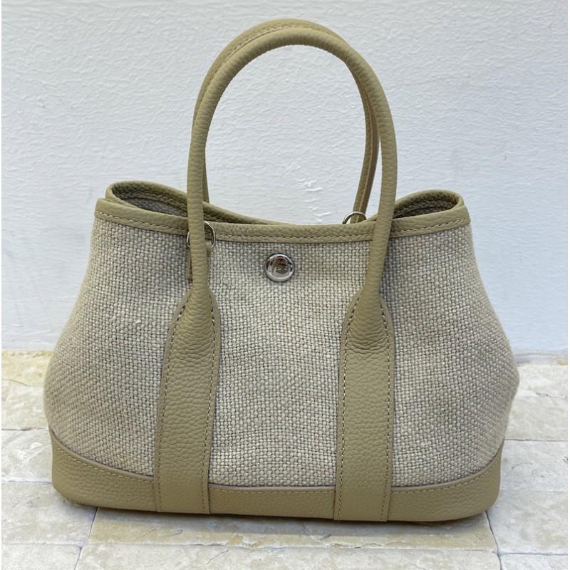 Garden Tote Bag Canvas Top Grain Leather Medium Casual Daily Commuter
