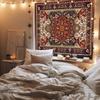 Boho Hippie Wall Tapestry Indian Bohemian Tapestry Art Decoration Retro Orange Mandala Flower Carpet Living Room Bedroom Home De