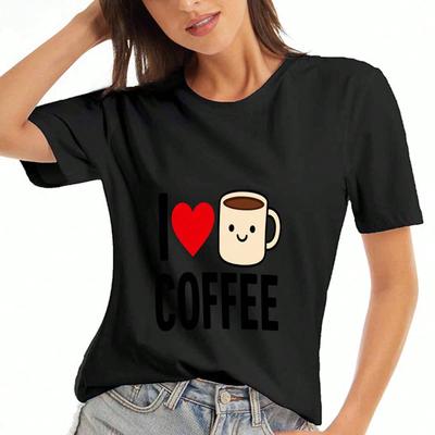 I Love Coffee,Ladies Cotton T Shirt, Premium Cotton Quality Print, Durable, Casual Fashion. Perfect Coffee Lover Gift, Graphic Tee, Everyday Wear, Un
