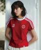 THE GREEN LAB Soccer Football Color Block Short Sleeve T-Shirt [Red]