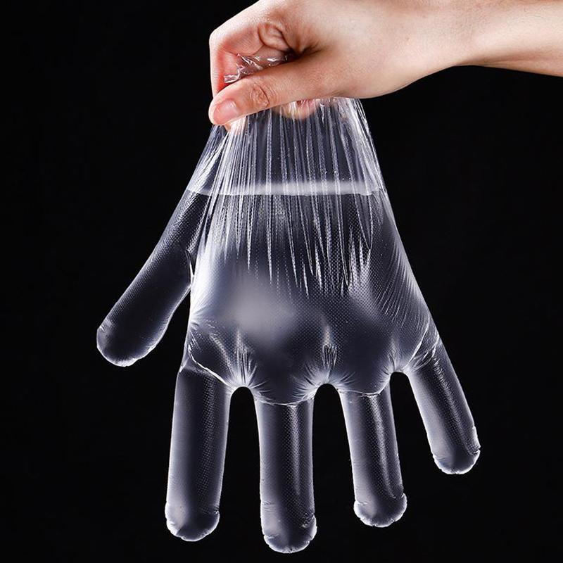 100Pcs Latex Free Gloves Pe Disposable Gloves Transparent Non-Slip Acid Work Safety Food Grade Household Cleaning Gloves