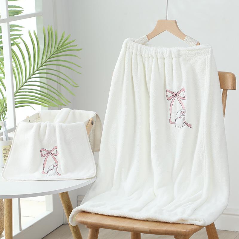 Dambadhandduk Kan Bäras och Lindas Hem Bomull Absorberande Morgonrock Stil Vuxen Badkjol Tredelat Set Ny Handduk