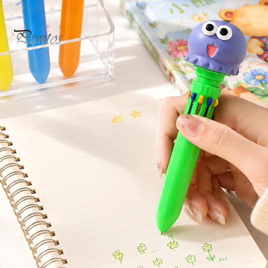 Gift Pens for Girls And Boys 10 in 1 Cartoon Ballpoint Pen, Multicolor Press Retractable Pens, Back to School Supplies Kids Smooth Writing Stationery
