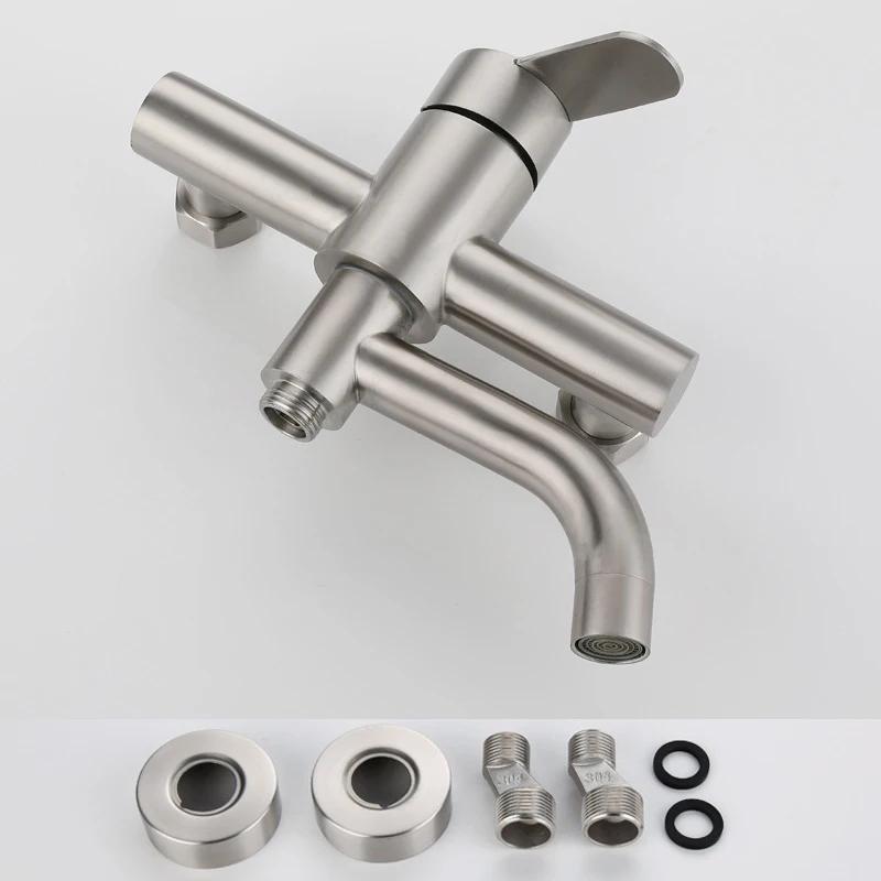 

Stainless Steel Bathtub Shower Mixer Taps Faucet Shower Wall Mounted Bathroom Fixtures Ceramic Valve Core Triple Hot Cold Tap