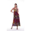 Women's Ethnic Patterned Rope Strap Long Dress