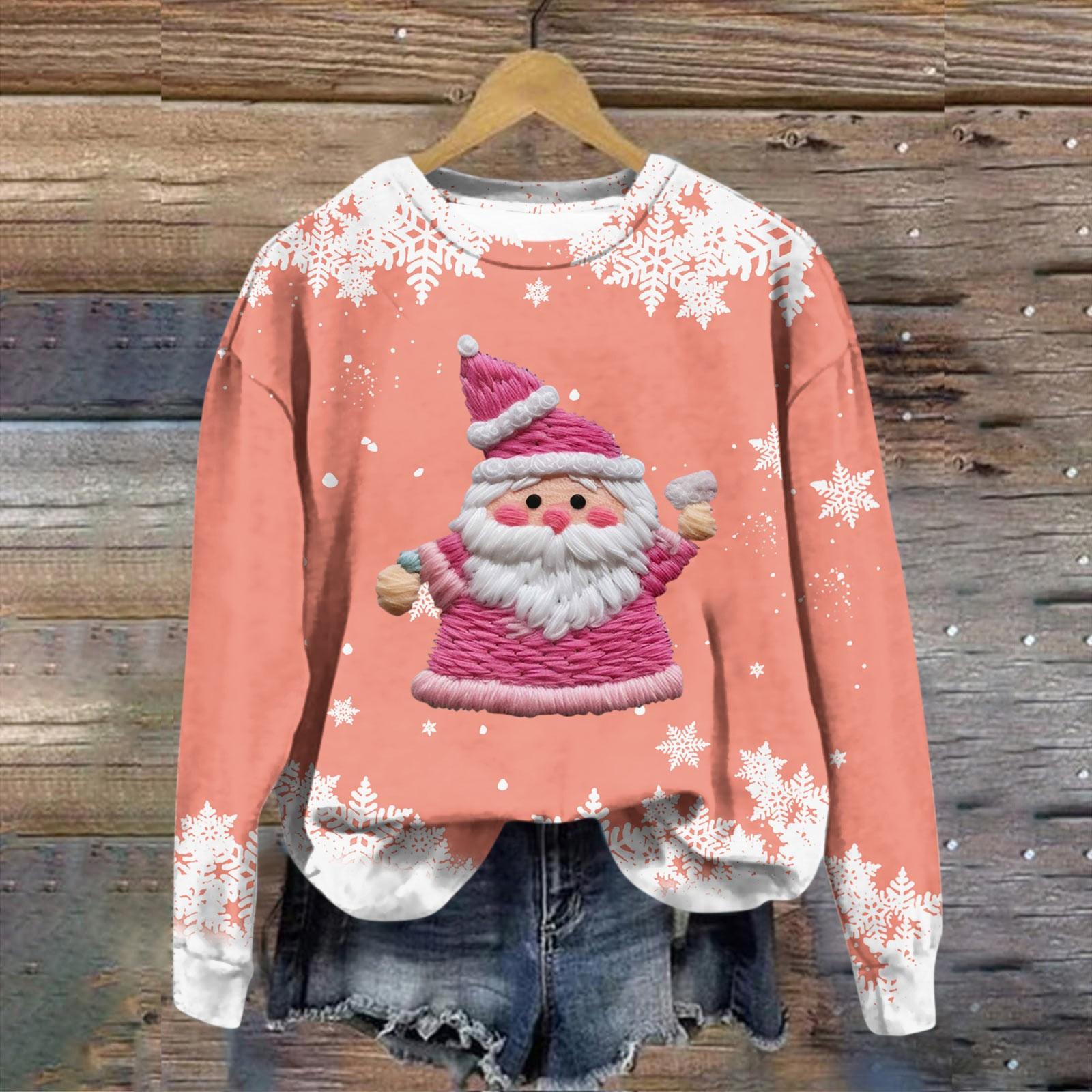 

Женская модная рождественская принтованная толстовка с длинным рукавом и круглым вырезом XL