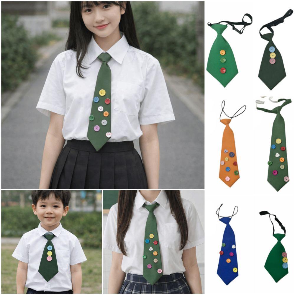 Multicolor Lazy Neckties Colorful Buttons Rubber Band Tie Creative Shirt Tie  School Uniform