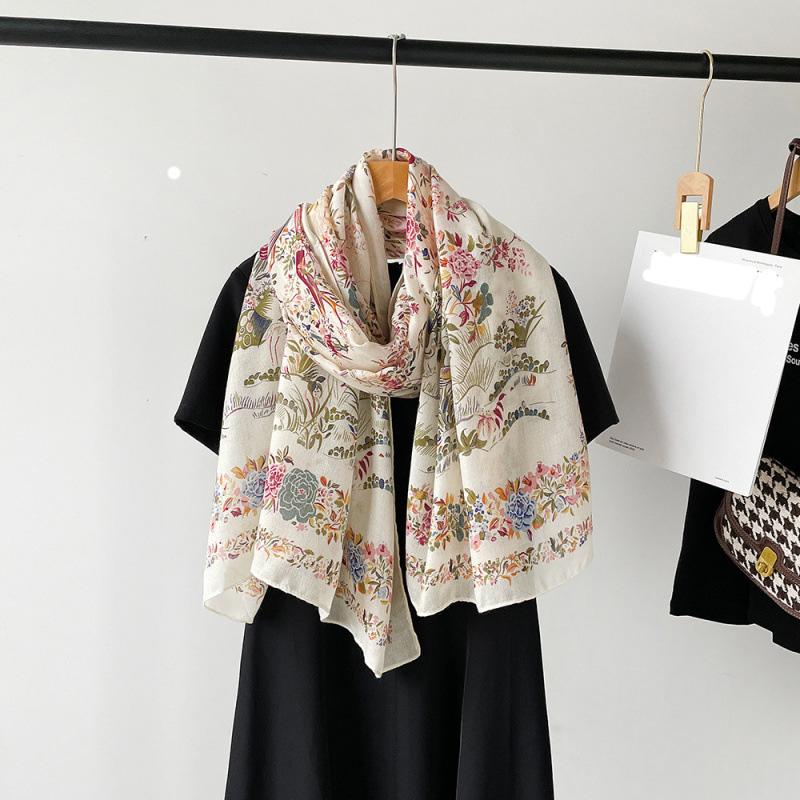 185 * 85cm Letní Dámský Nový Středně Dlouhý Šátek Šál Prodyšný Opalovací Módní Všestranný Prémiový Hedvábný Šátek