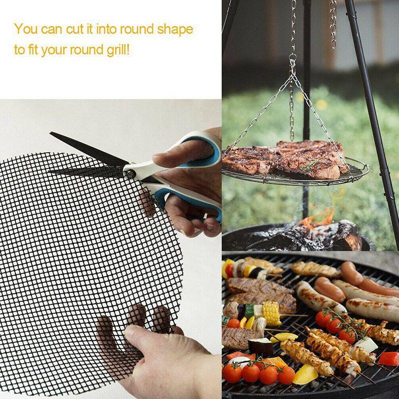 Bbq Grill Mat Mesh 2 Pcs Non Stick Teflon Cooking Grilling Sheet Liner Fish New