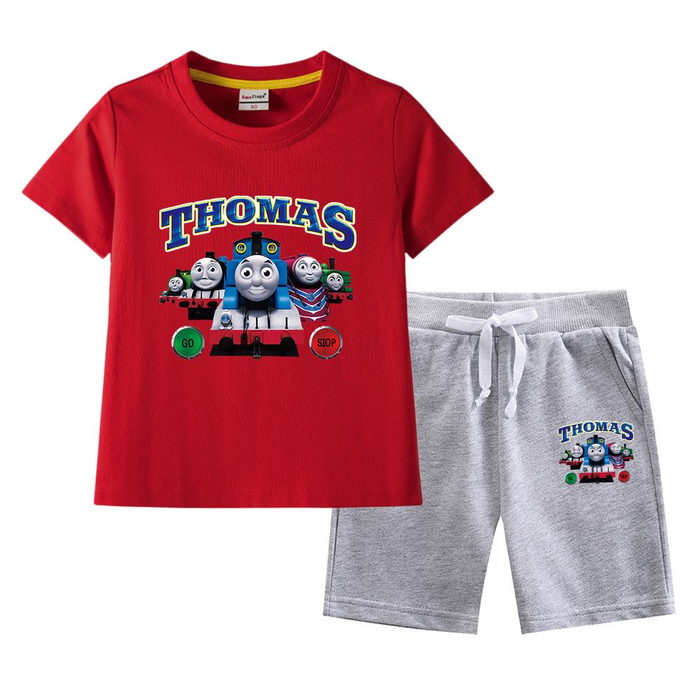 Thomas Kids Boys' 2023 Cotton Summer Set: Short Sleeve T-shirt & Capris 2-Piece