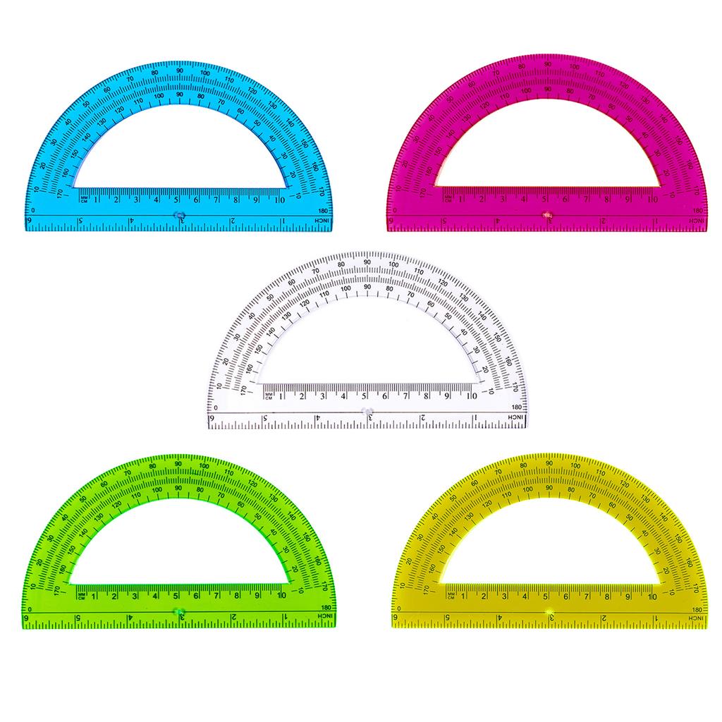 5Pcs Clear Plastic Protractor 180 Degrees Protractors 6Inch Protractors for School Office Geometry Drafting Drawing