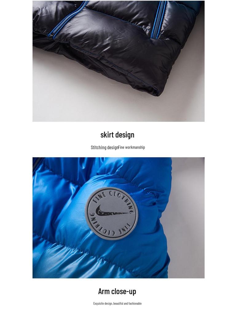 Zimní péřová bunda s kapucí pro chlapce s grafenovým ohřevem – Silný, teplý bavlněný kabát pro starší děti