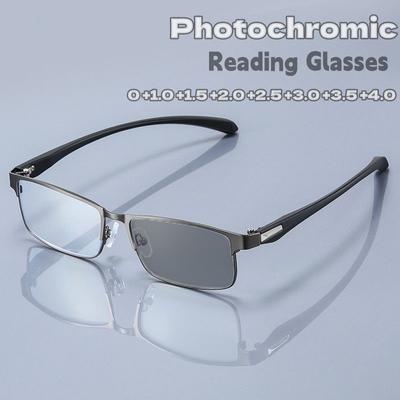 Men Business Multifocal Reading Glasses TR90 Flexible Photochromic Eyeglasses Progressive Presbyopia Eyewear UV Driving Glasses