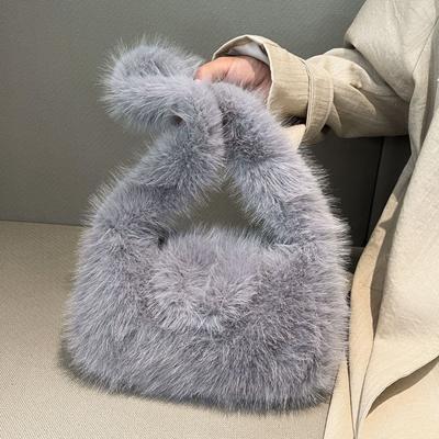 Design Plush Bag Women'S Bag Fashionable Foreign Style Portable Fluffy Underarm Bag
