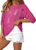 Women's Crochet Knit Hollow Short Sleeve Summer Top Beach Cover-Up