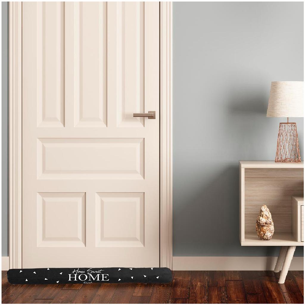 Les Trésors De Lily [A3402] – Schwarzer Zugluftstopper „Messages“. (Trautes Heim, Glück allein) - 80x7cm