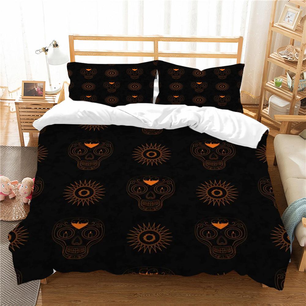 Duvet Cover Skull Print Bedding Set Cover Aesthetic Bedding Suit Children Home Bed Clothes Single Double Size Bed Set