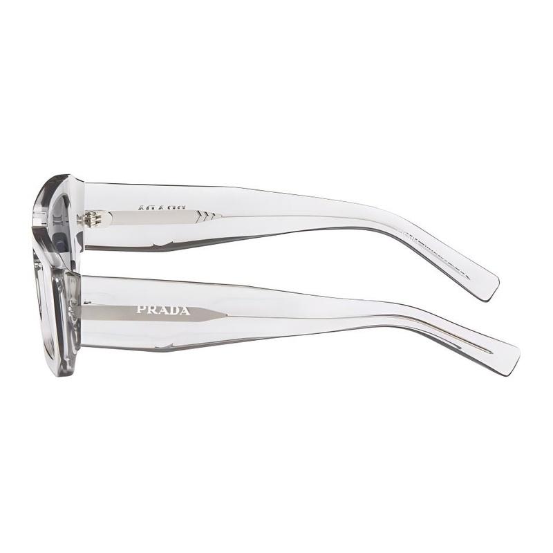 Prada Logo Engraved Design Acetate Square Sunglasses Men's Gray