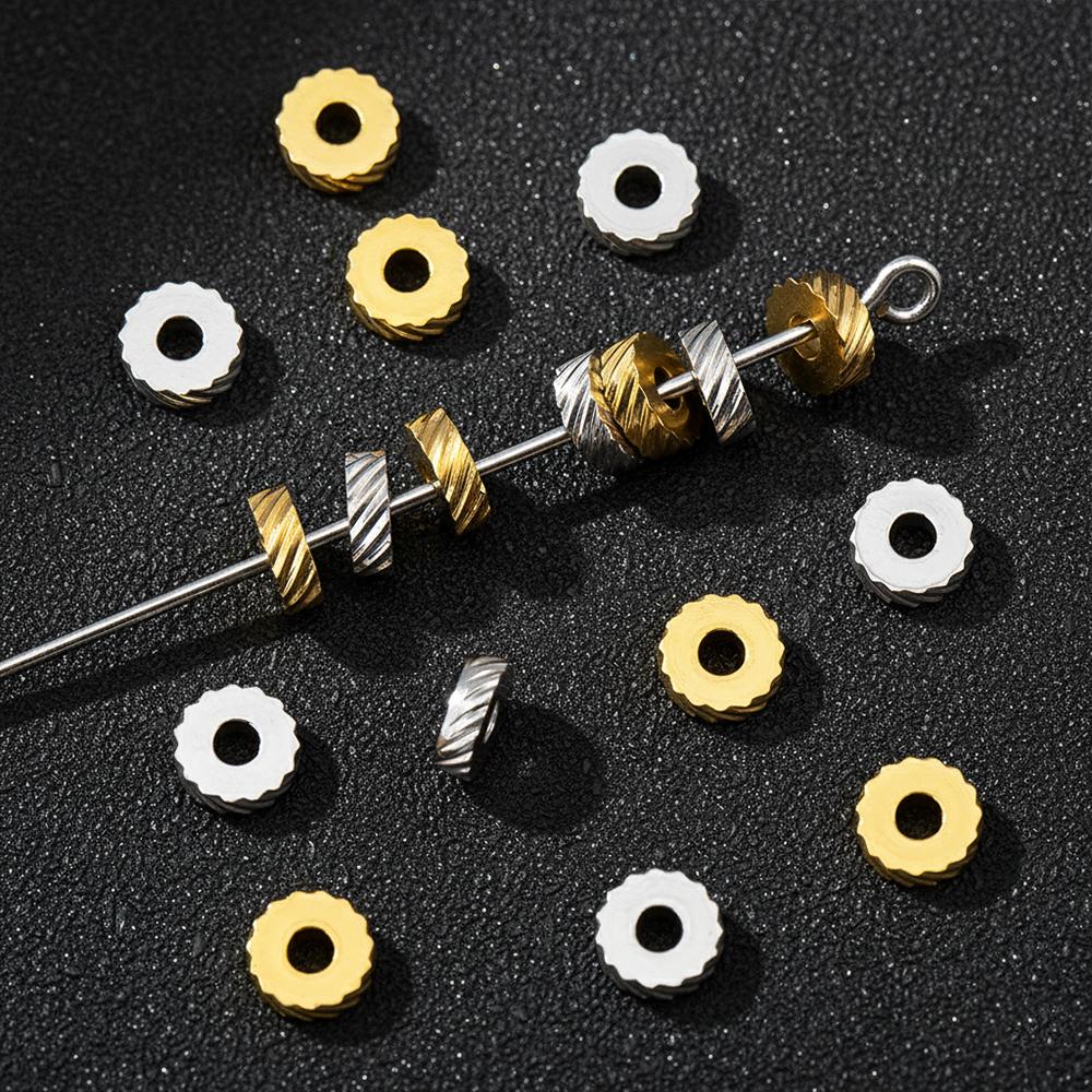 20pcs Stainless Steel Spacer Beads 2mm Hole Loose Beads Charm for Jewelry Making DIY Bracelet Necklace Supplies Finding No Fade