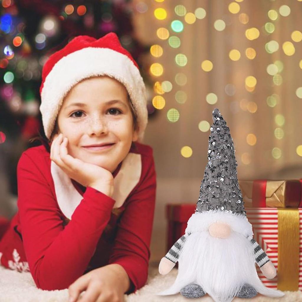 30cm Aufleuchtender Weihnachtsgnom Plüsch Paillettenhut Weihnachten Gesichtsloser Plüschpuppen Tischplatte Elfenornamente für Neujahr Weihnachtsfeier Deko