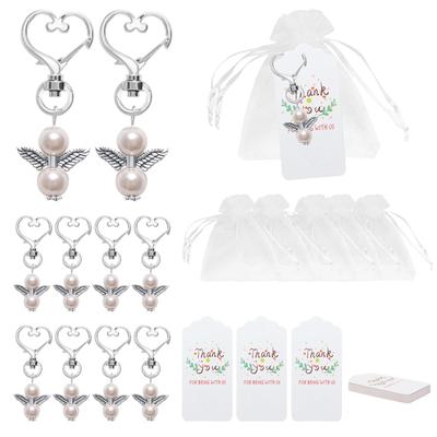 20 Pcs Guardian Angel Keychain Organza Bags Pendant For Wedding Christening Christmas